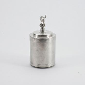 TOBAKSBURK med LOCK, tenn, art déco, CG Hallberg, 1935.