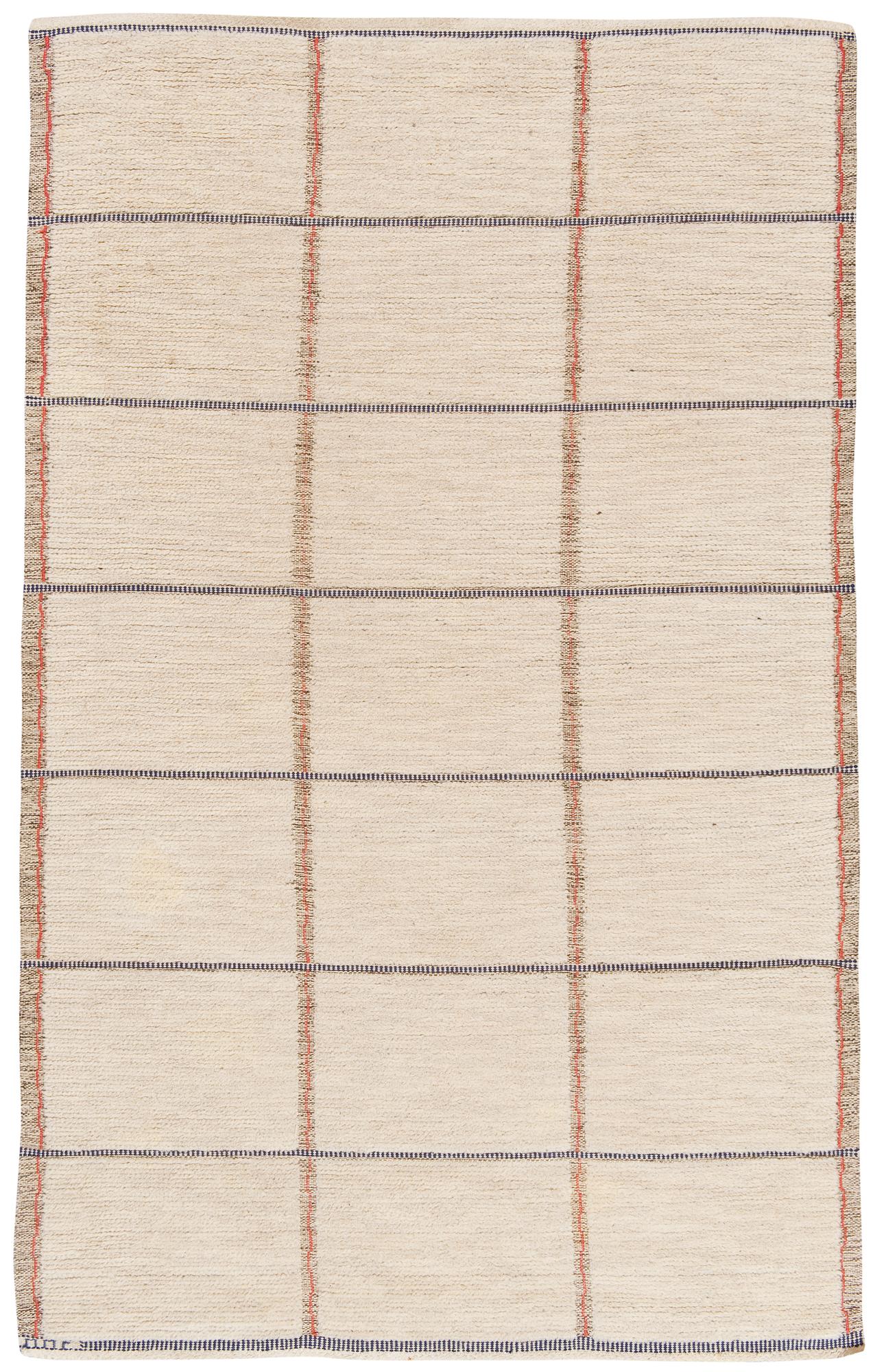 MATTA. "Rutig vit halvflossa". Reliefflossa. 238 x 148 cm. Signerad MMF (Märta Måås-Fjetterström).