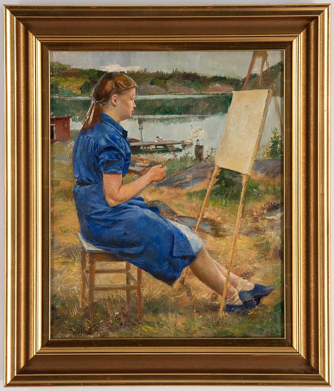 Axel Wallert, oil on board, signed and dated 1956.