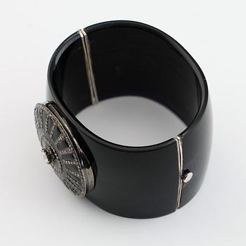 ARMBAND, silver, rosenslipade diamanter och plast.