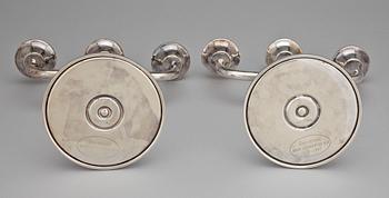 KANDELABRAR, ett par, silver, Karl J Ottesen, Norge, 1900-tal. Tot vikt ca 1425g.