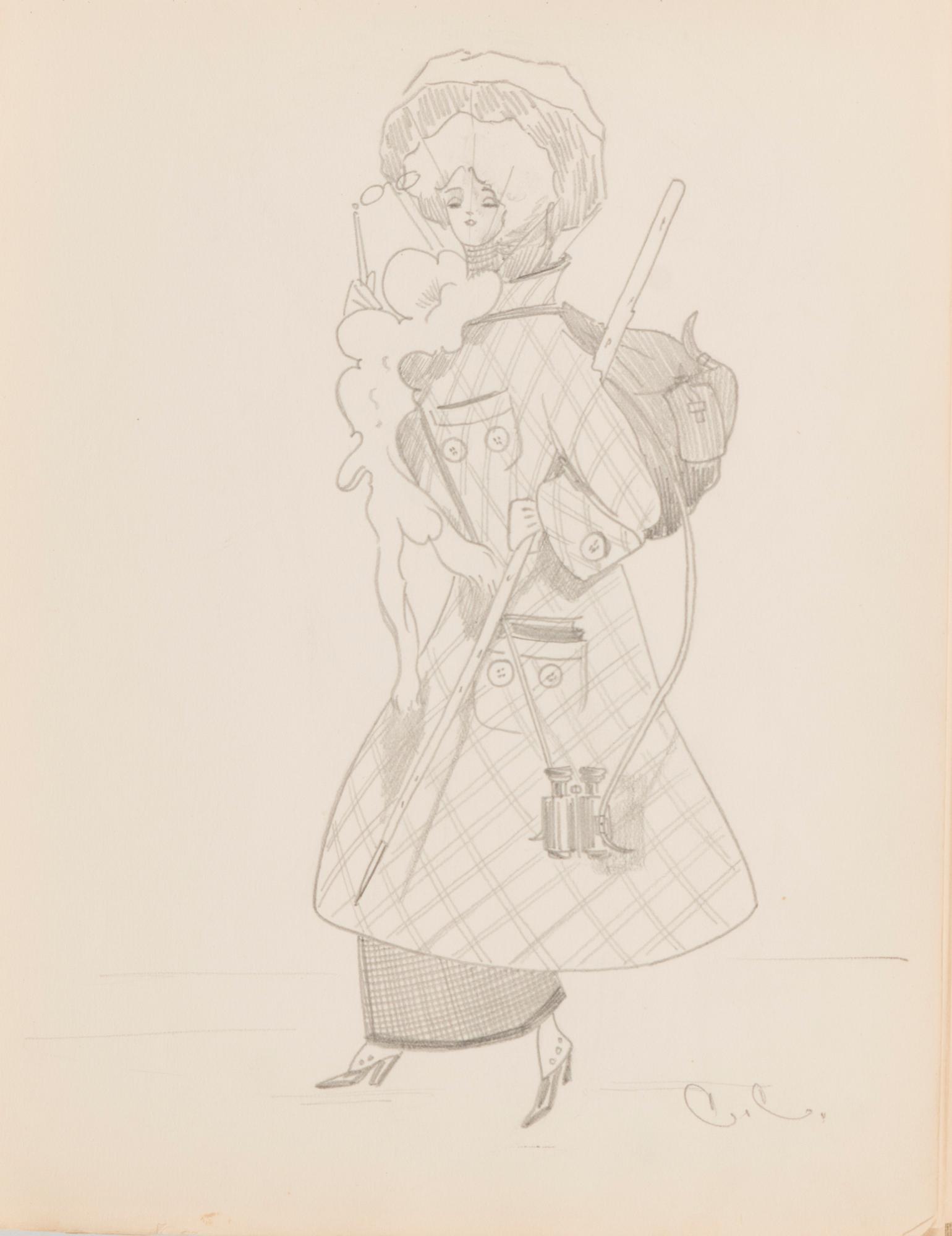 CARL JENSEN-CARLÉN, a scetch book with drawings, mixed media, 27 pages, partially signed C.C.