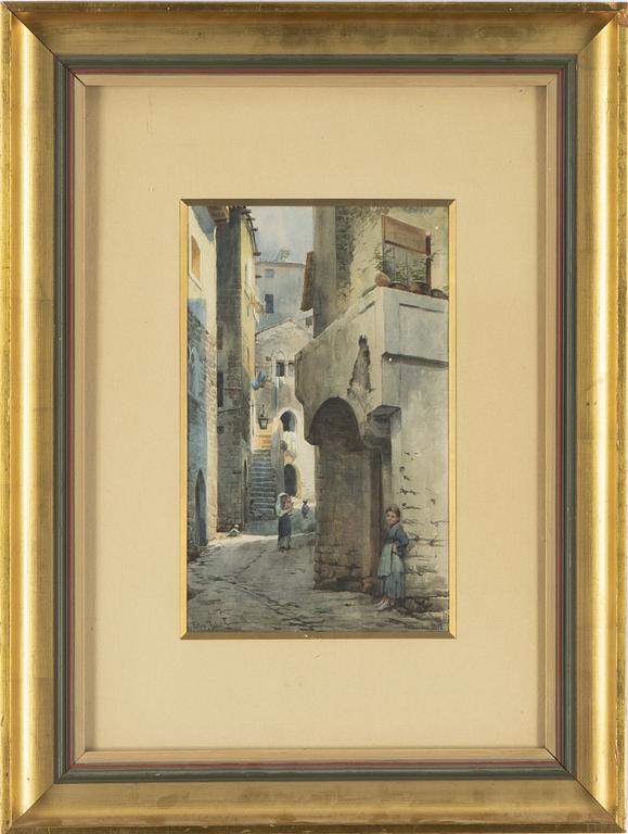 Ellen Jolin, akvarell, signerad och daterad Terracina 1892.
