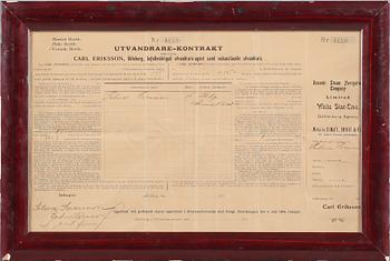 UTVANDRINGSKONTRAKT, White Star-Line, tidigt 1900-tal.