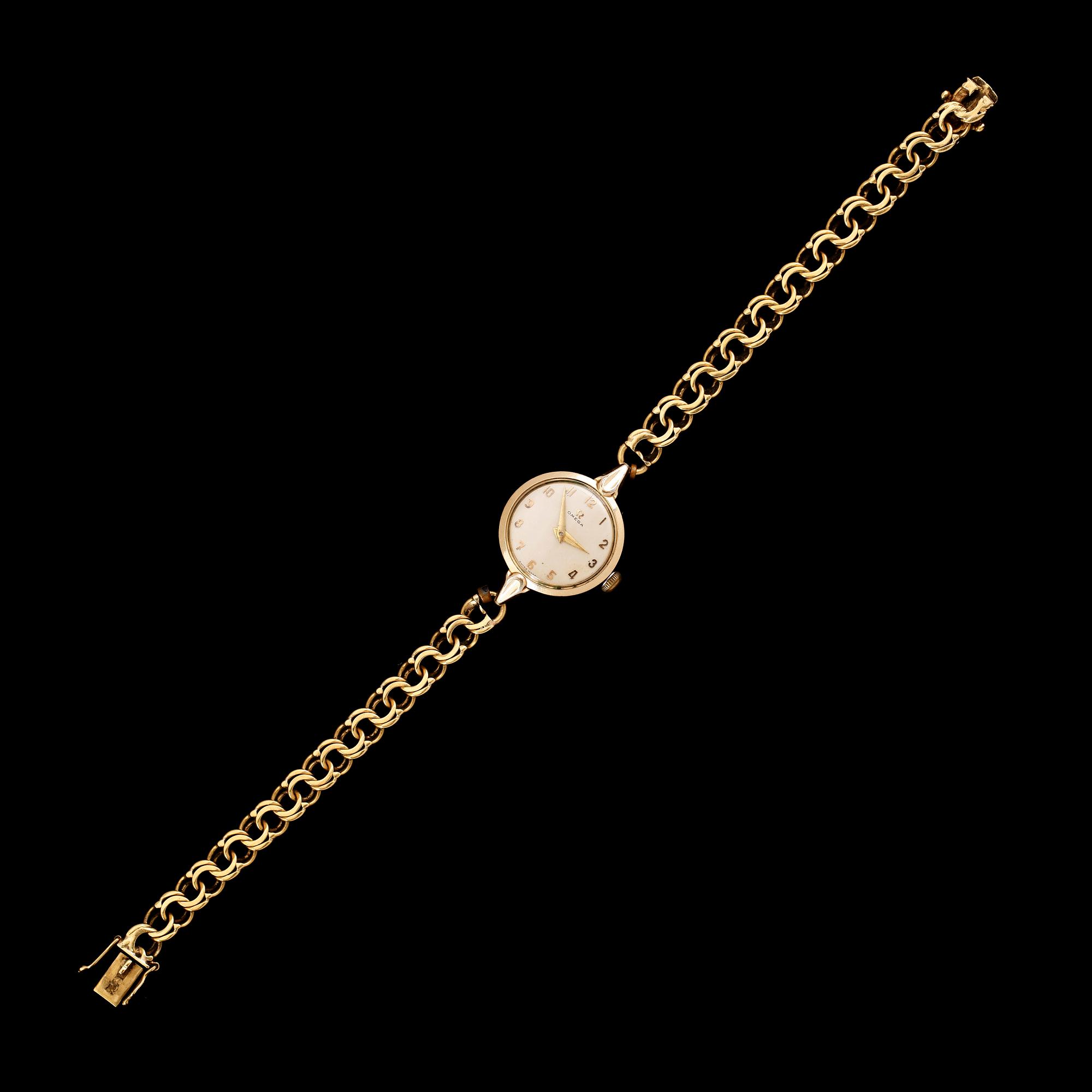 ARMBANDSUR, Omega, double, armband, 18 k guld. Total vikt ca 21 g.