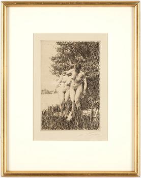 Anders Zorn · ANDERS ZORN, etsning, signerad och otydligt daterad i plåten 1917.