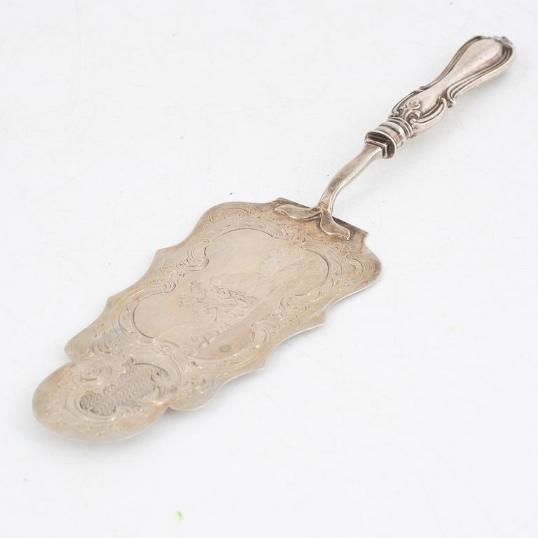 Christopher Creutz, tårtspade, silver, nyrokoko, Stockholm 1861.