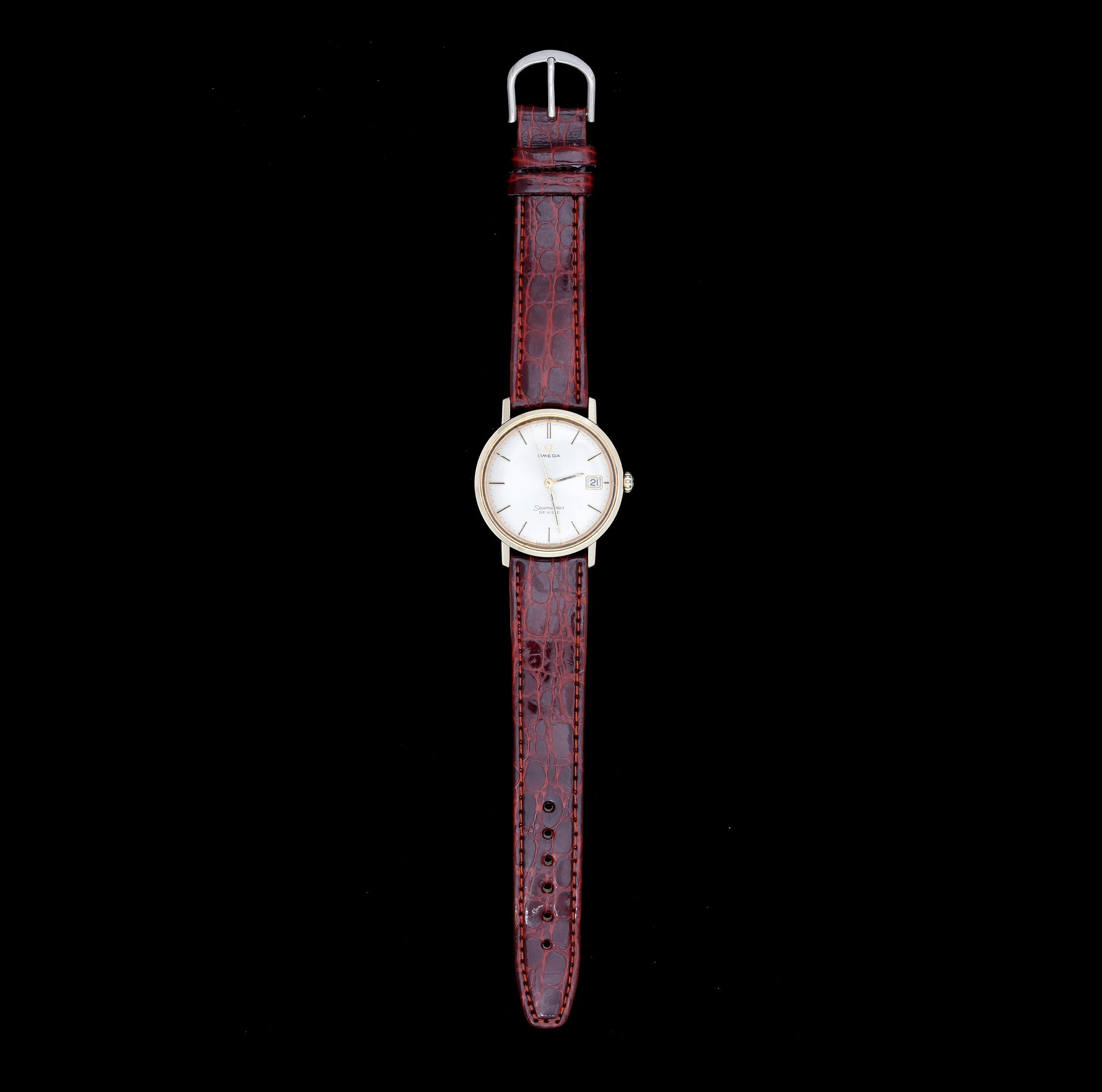 HERRARMBANDSUR, Omega Seamaster de Ville, guld på stål, 1950-70-tal.