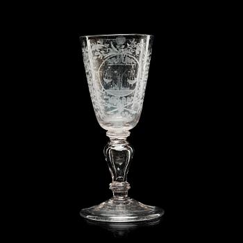 695. An engraved Russian goblet, 18th Century.