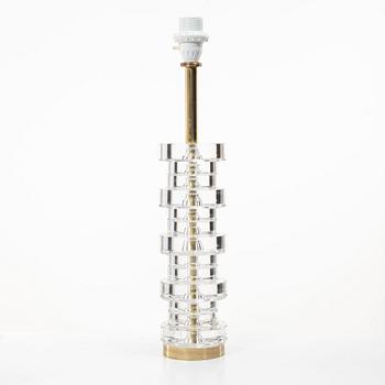 Carl Fagerlund, A table lamp in glass and brass, Orrefors.