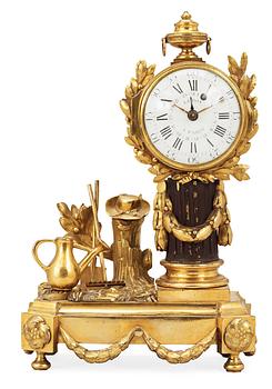 A Louis XVI 18th Century miniature table clock, dial marked "LE ROY A PARIS".