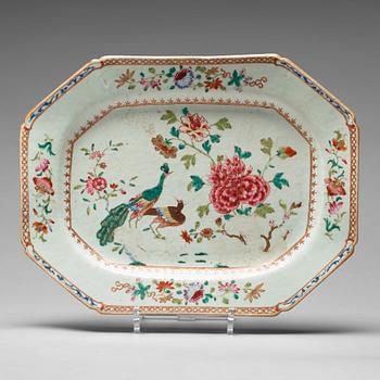 823. A famille rose 'Double Peacock' serving dish, Qing dynasty, Qianlong (1736-95).