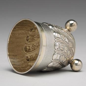 A Russian 18th century pacel-gilt silver beaker, unidentified makers mark, Moscow 1737.