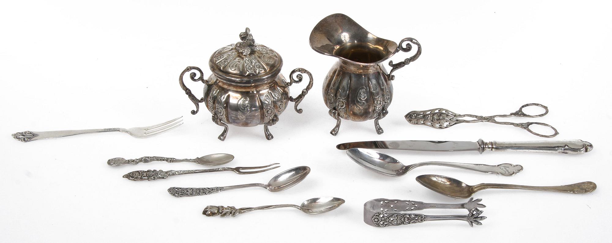 PARTI SILVER, ca 40 delar, 1900-tal. Vikt 745 gr.