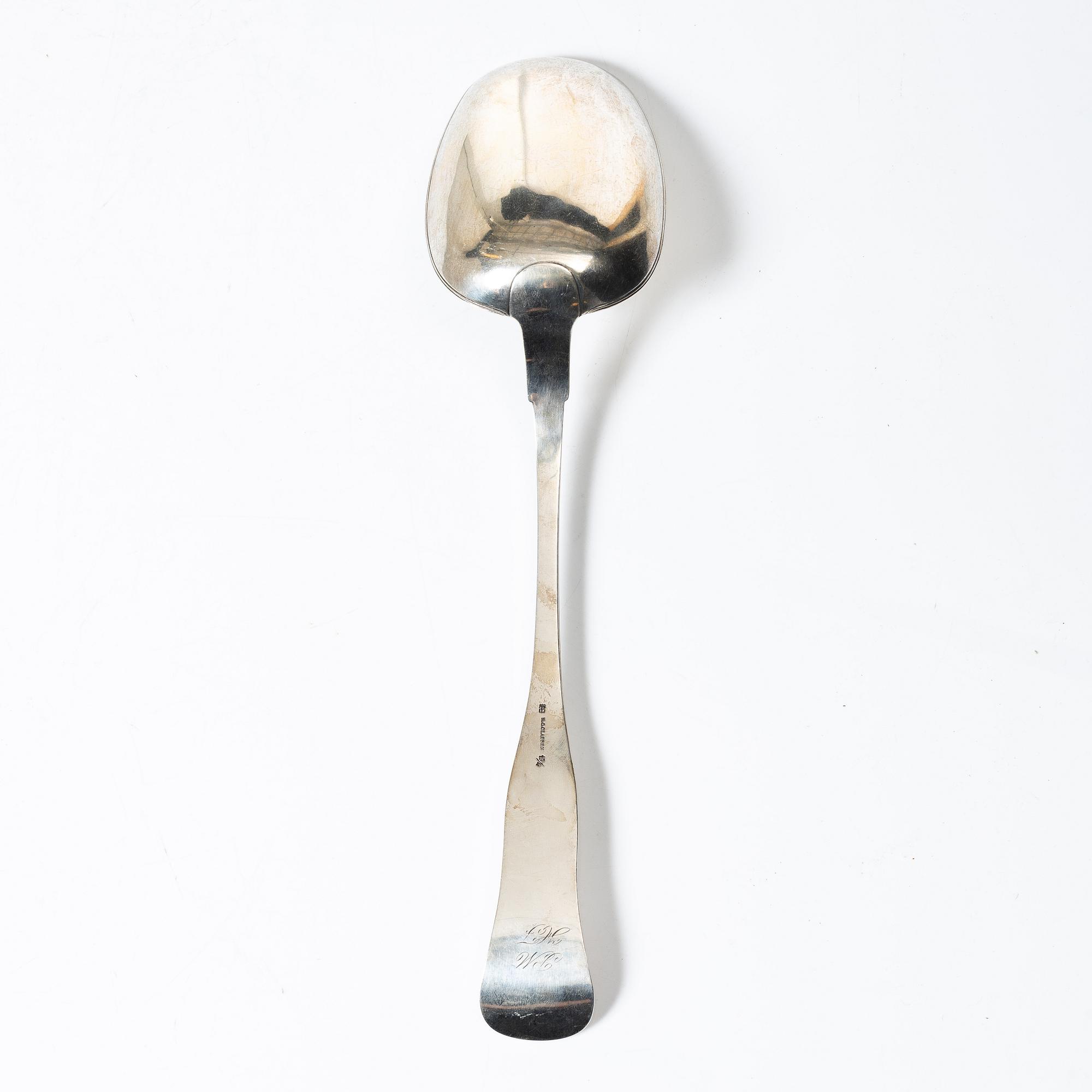 A Danish silver serving spoon, mark of Niels Christopher Clausen, Odense, around the mid-19th century.