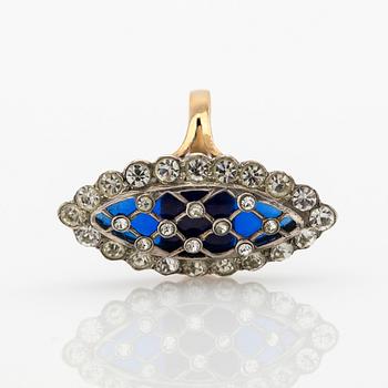 Ring, 18K gold with enamel and white stones, 1880.