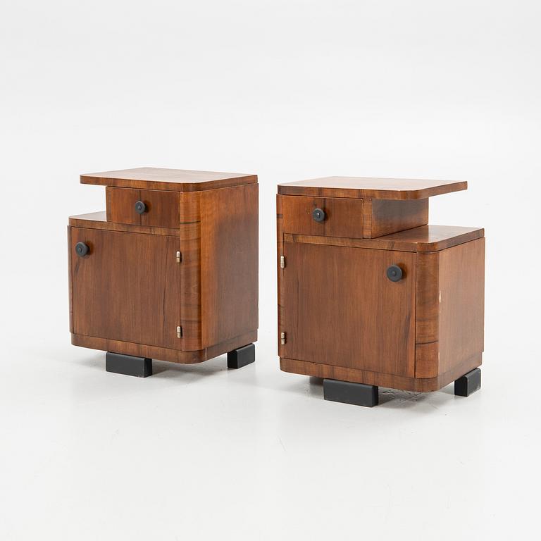 Nightstands, a pair, Art Deco, first half of the 20th century.