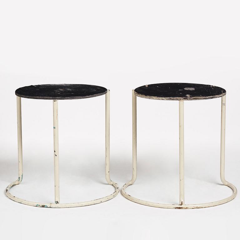 Alvar Aalto, a pair of entrance hall stools for the Paimio Sanatorium, executed by Aug. Louhen Rautasänkytehdas ja Valimo Oy, ca 1932.