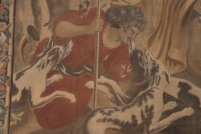 Painted wallpaper, Europe, circa 1900. 440 x 320 cm.