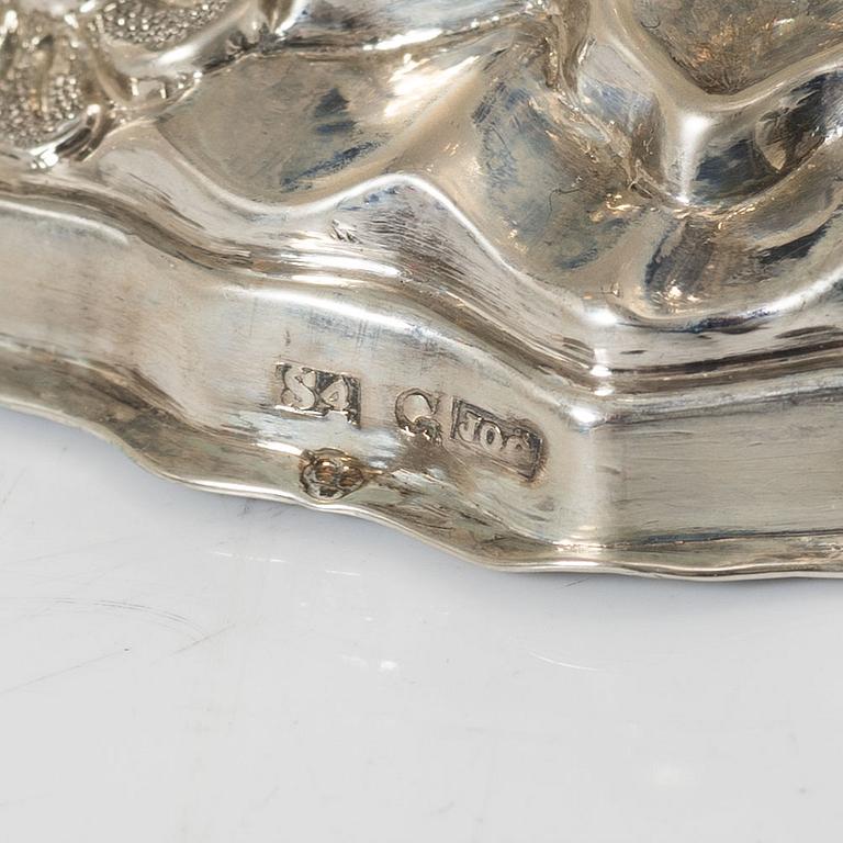 Johan Olof Östlund, ljusstakar, 4 st, silver, nyrokoko, Gävle 1848-1956.