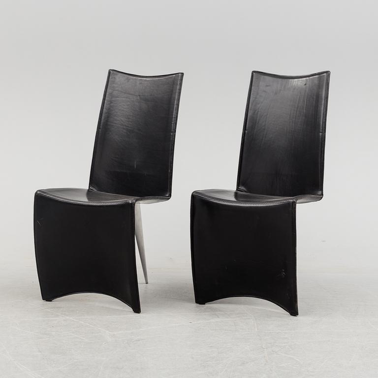 A Philippe Starck 'J Serie Lang' black leather and cast aluminium lounge chair, by Aleph, Italy.