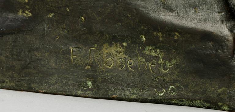 OKÄND KONSTNÄR, skulptur, brons, bär sign F. Roseheb So, 18/1900-tal.