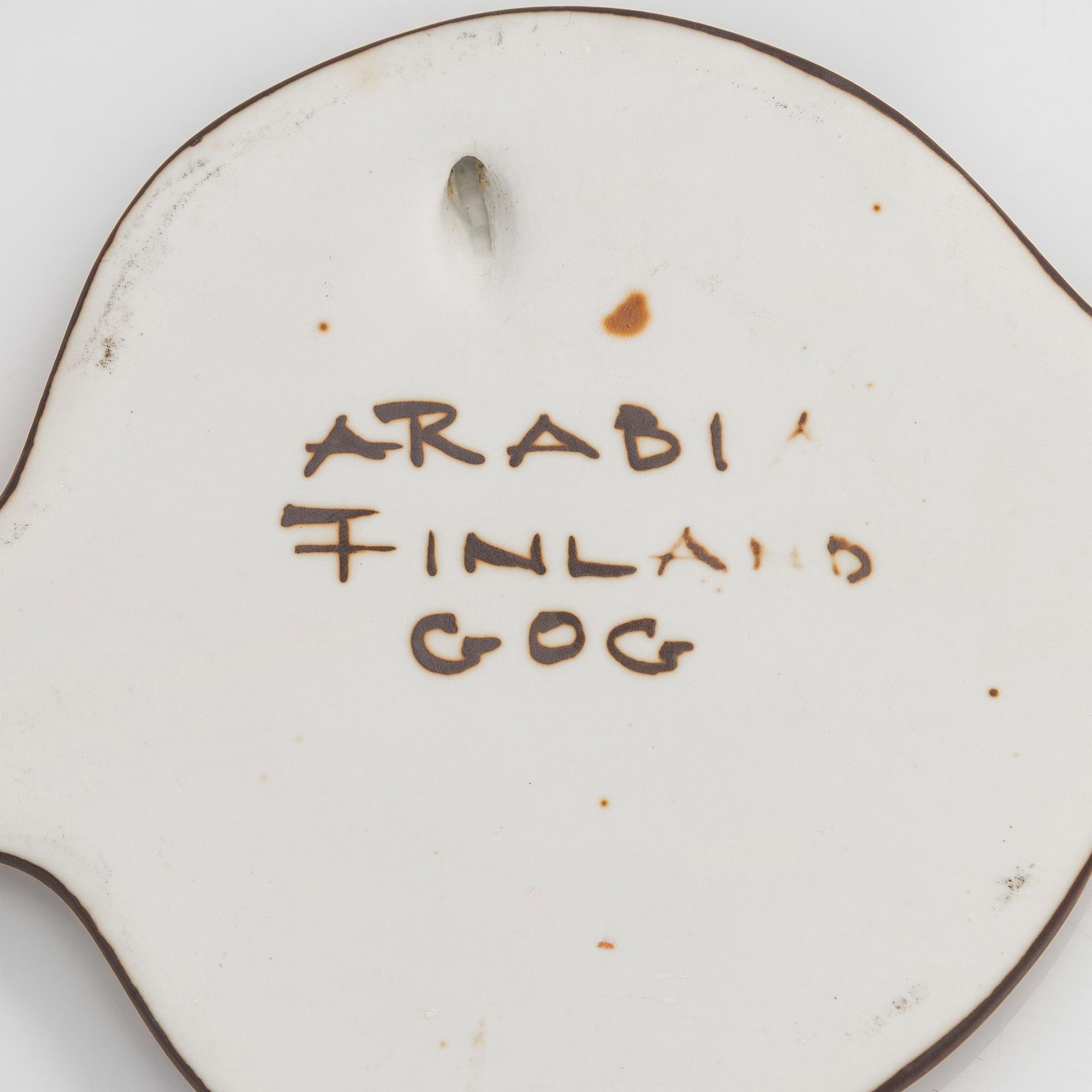 Gunvor Olin-Grönqvist, a set of eight ceramic wall decorations, all signed, for Arabia, Finland.