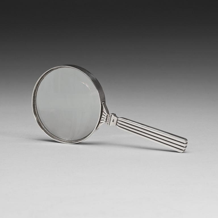 A Sigvard Bernadotte sterling magnifying glass, Georg Jensen, Copenhagen 1933-44.