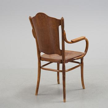 AN ART NOVEAU ARMCHAIR. Signed with label, Jacob & Josef Kohn, Wien.