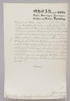 DOKUMENT MED KUNGLIG AUTOGRAF, Konung Oscar I av Sverige, dat Stockholms Slott 28 nov 1848.