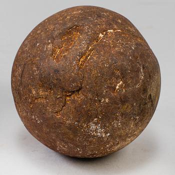 FOUR CAST IRON CANON BALLS, possibly 18th century.
