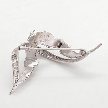 Brooch, 18K white gold, diamonds total approx. 0.39 ct With Swedish importmark.