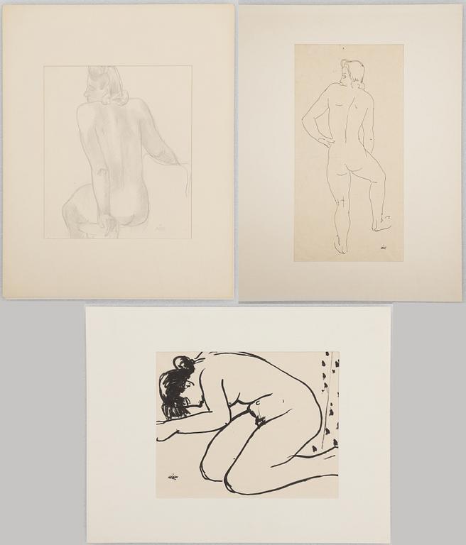 Wilhelm Kåge, a set of three model studies, signed, 1930s-40s.