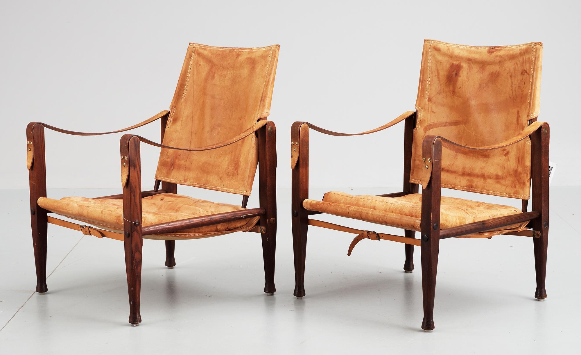 FÅTÖLJER, ett par, "Safari Chair", Kaare Klint, Rud. Rasmussen Snedkerier, Danmark, 1950/60-tal.
