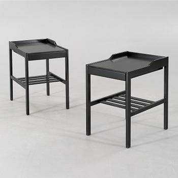 A paif of bedside tables by Bertil Fridhagen, from the latter half of the 20th century.