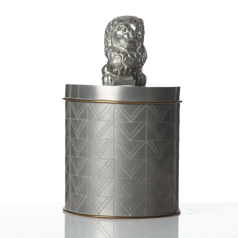 Anna Petrus, & Estrid Ericson, a pewter cigar box with cover by Svenskt Tenn, Stockholm 1928.