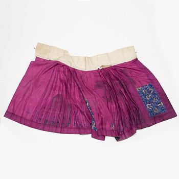 Two Chinese embroidered silk skirts, Qing dynsty, beginning of the 19th century.