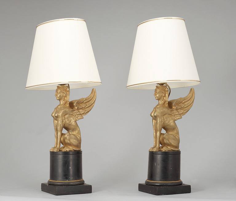 A pair Empire Style table lamps.