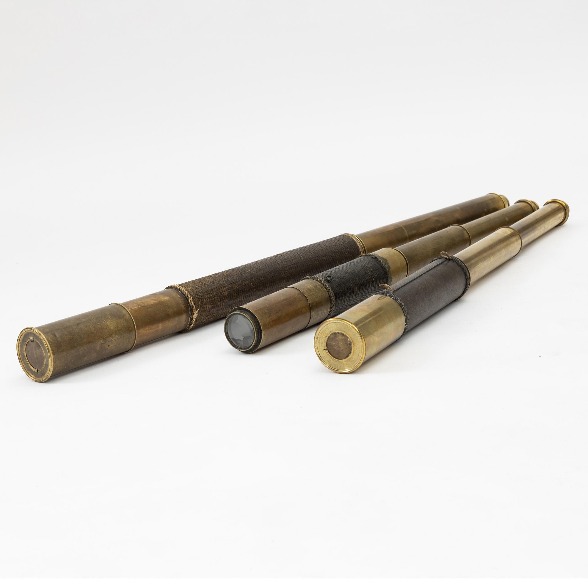 Three telescopea, 19th century.