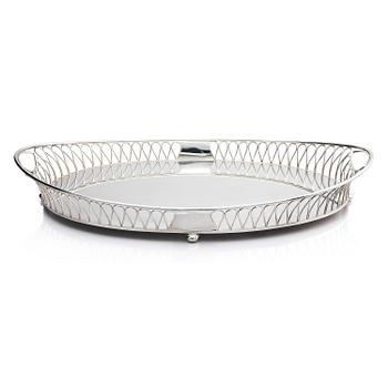 323. A silver plated tray, mark of company A.G. Dufva, Stockholm, Sweden 20th century.