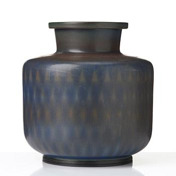 Berndt Friberg, a stoneware vase with a geometrical decoration, Gustavsberg studio, Sweden 1962.