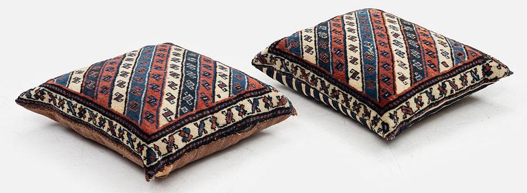 a pair of bags/cushions, Gendje, South Caucasus, c. 50 x 58 cm.