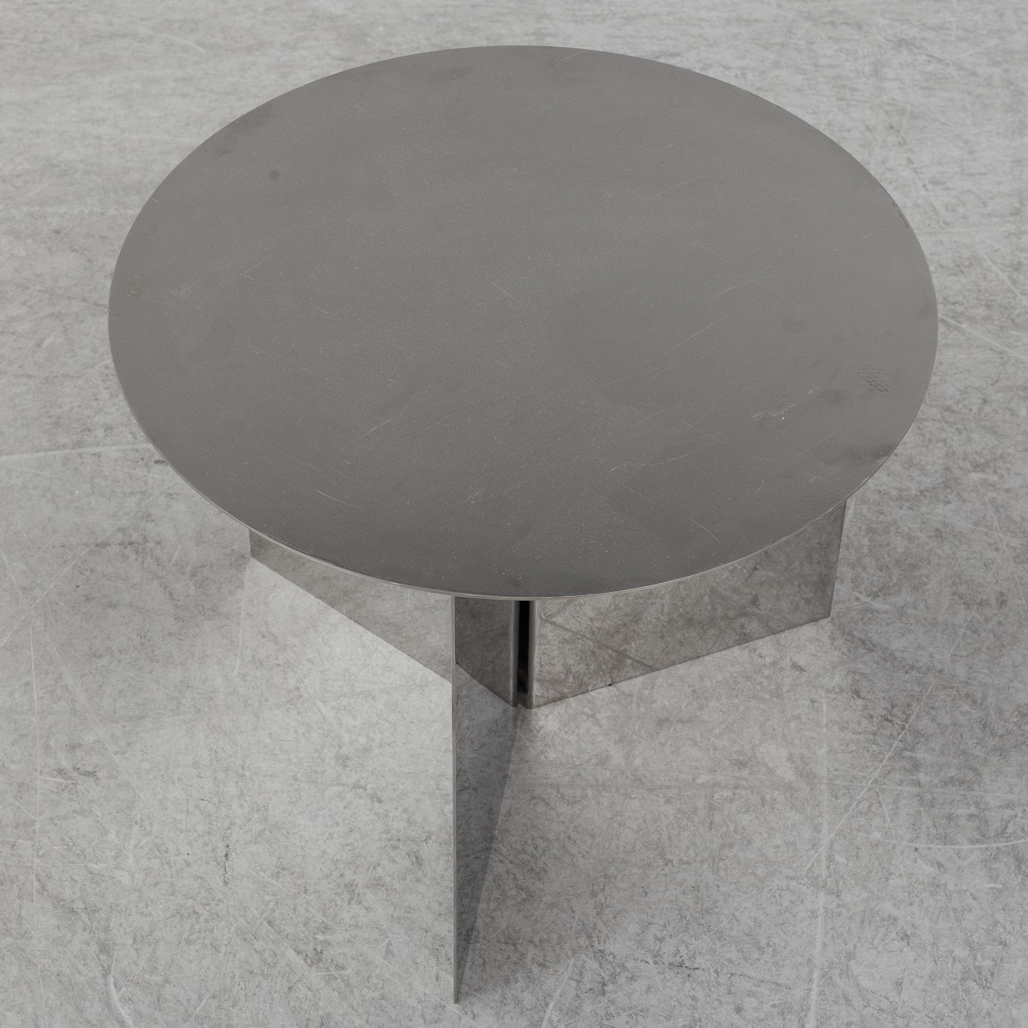 A HAY "Slit table" round mirror side table, Denmark.