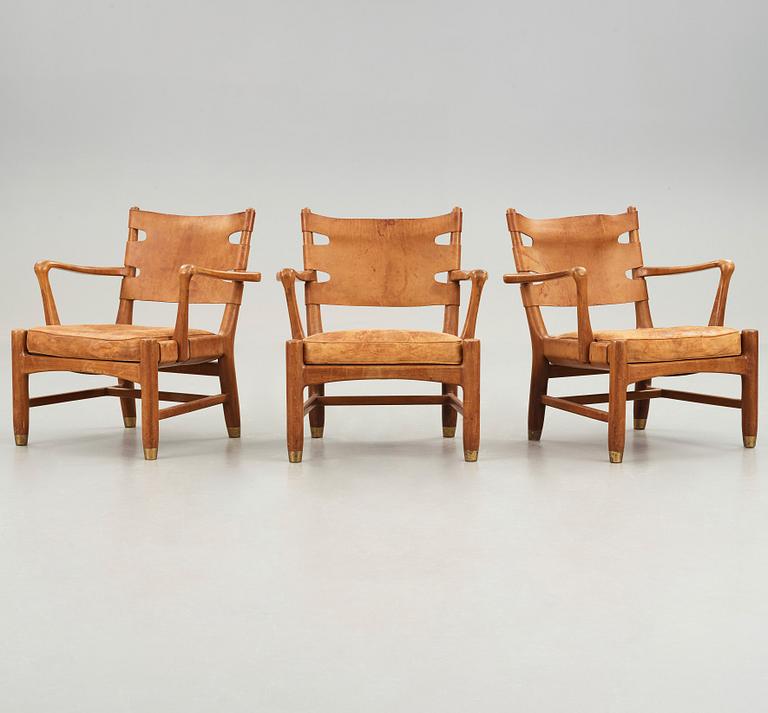 SCANDINAVIAN MODERN, fåtöljer, 3 st, 1900-talets mitt.
