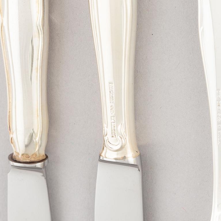 Bestickuppsättningar, 24+12 delar, silver, MEMA Guld & Silver, Lidköping 1977 och CG Hallberg, Stockholm 1959.