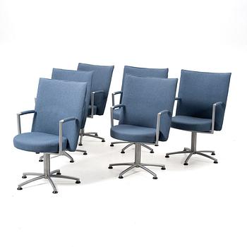 Snurrstolar, 6 st, "Partner", Erik Jörgensen Möbelfabrik, Danmark.