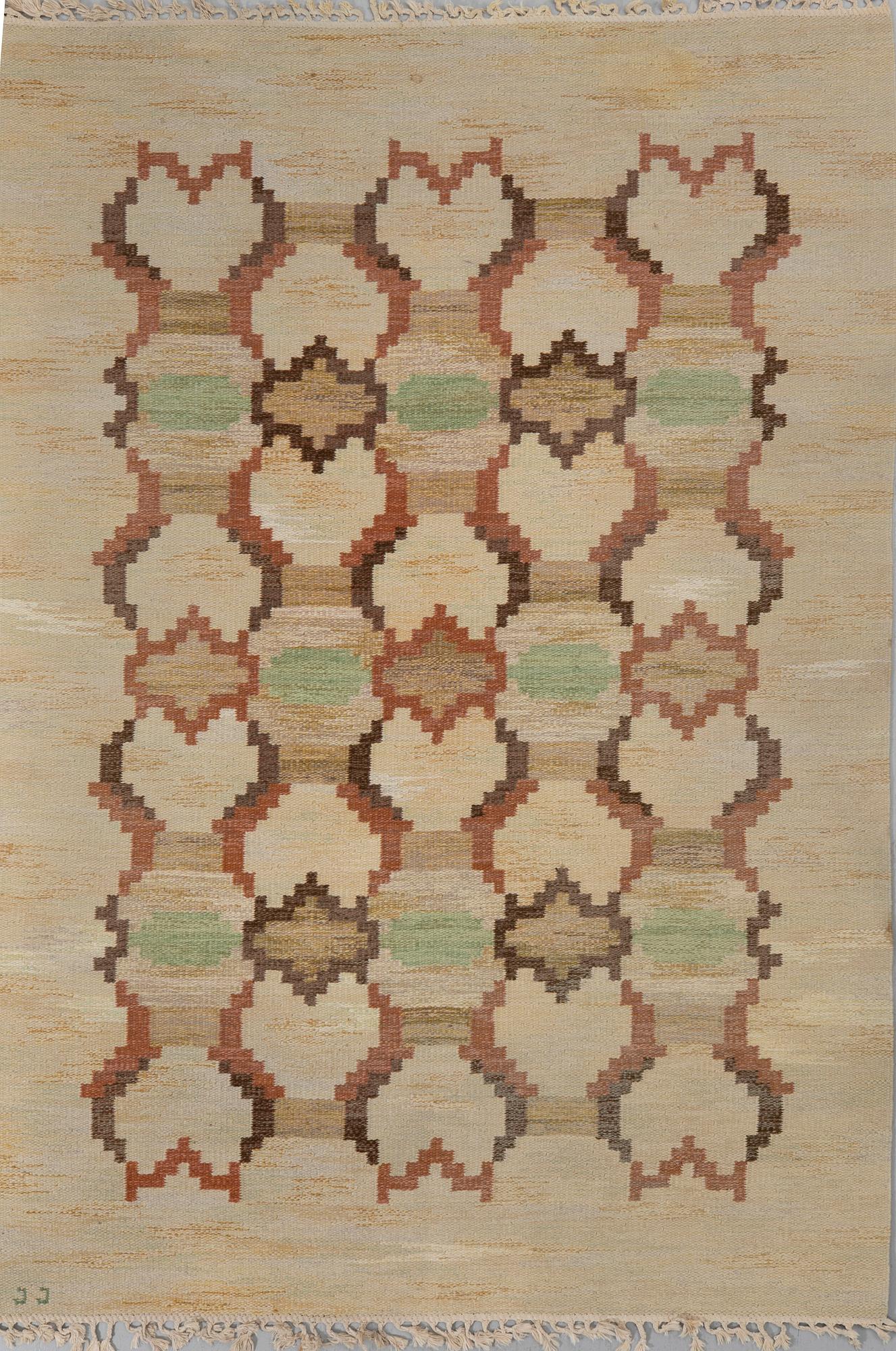 Judith Johansson, a "Bästhult", flat weave, c 244 x 170 cm, signed JJ:.