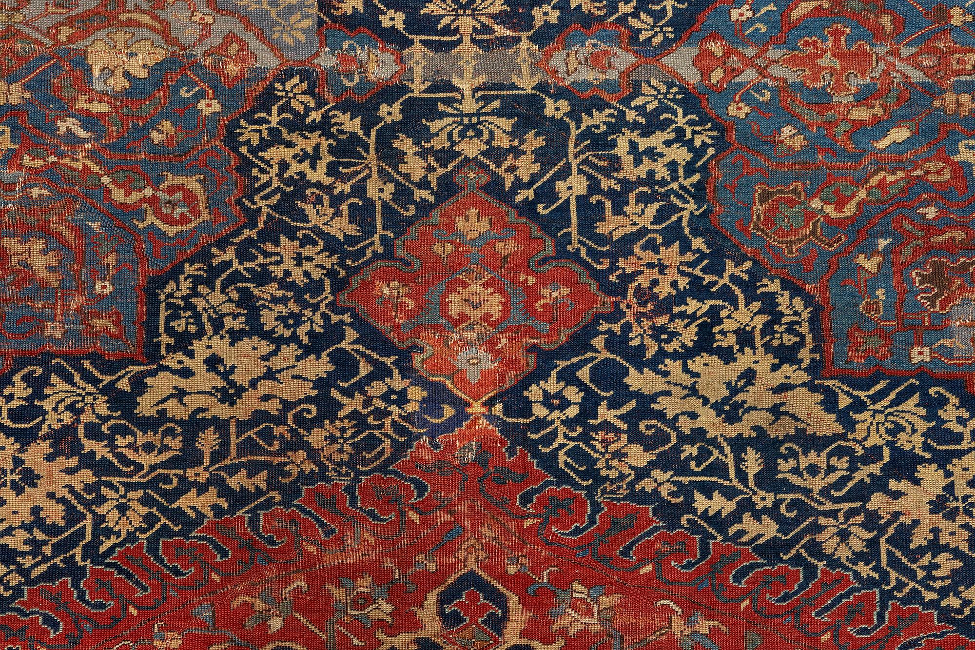 A variant of a 'Medallion' Ushak carpet fragment, West Anatolia, c. 260 x 285, late 16th century.