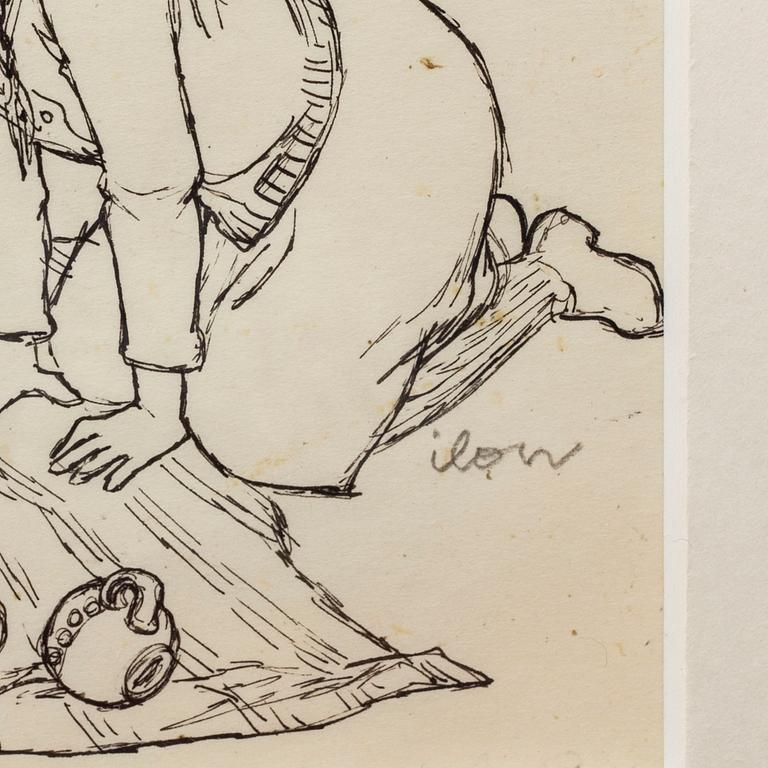 ILON WIKLAND, ink on paper, signed.