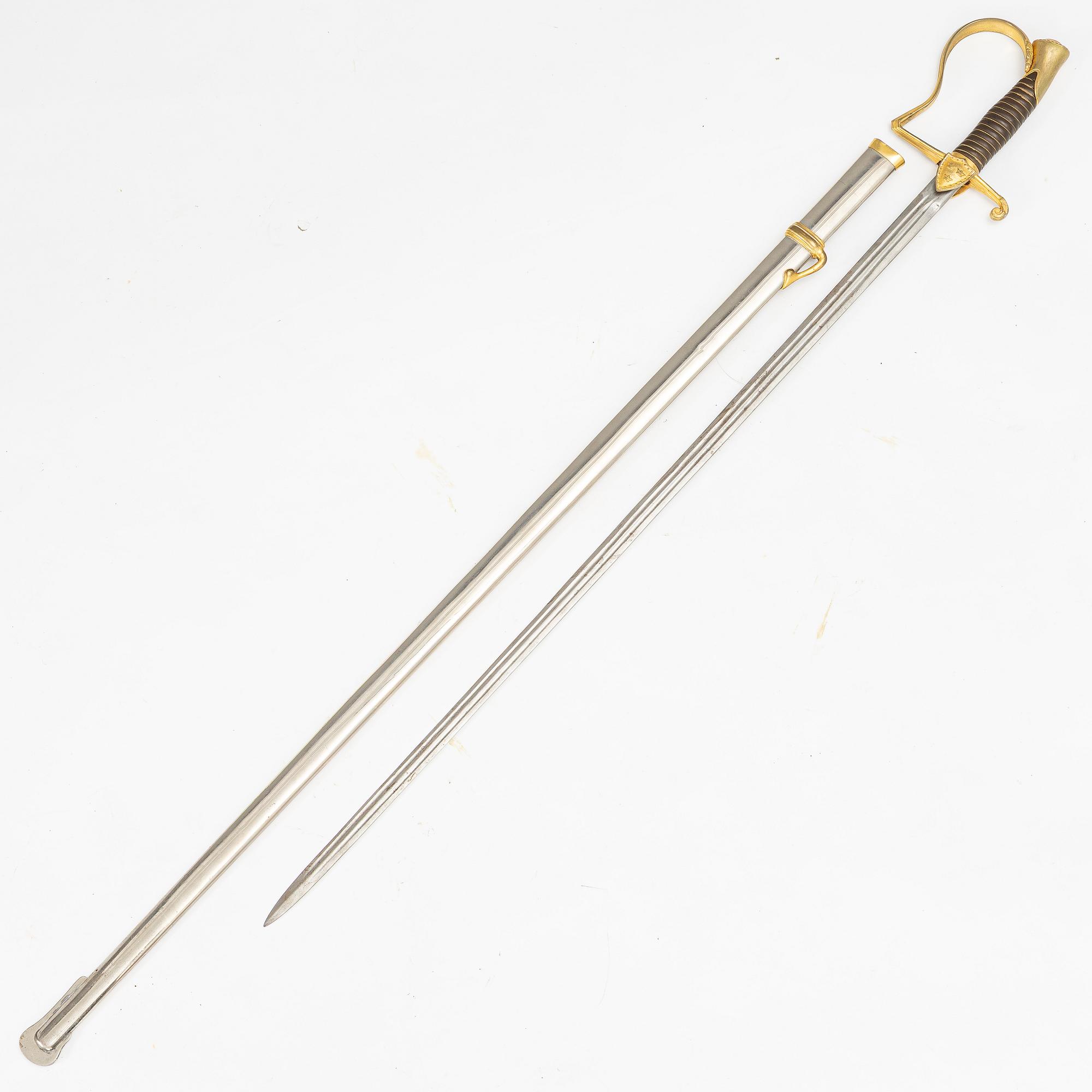Sabre, Swedish, m/1891 for an officer in the supply corps, with scabbard.